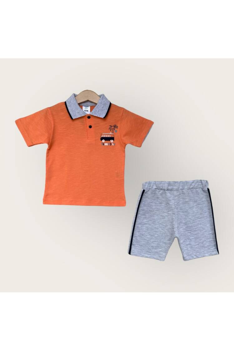 Wholesale Boy 2-Piece Polo Neck T-Shirt and Shorts Set 1-4Y - Brand: Algiy Mini - Kids & Baby Clothes Wholesale - Globality Store