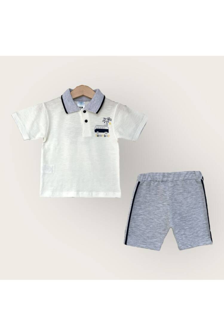Wholesale Boy 2-Piece Polo Neck T-Shirt and Shorts Set 1-4Y - Brand: Algiy Mini - Kids & Baby Clothes Wholesale - Globality Store