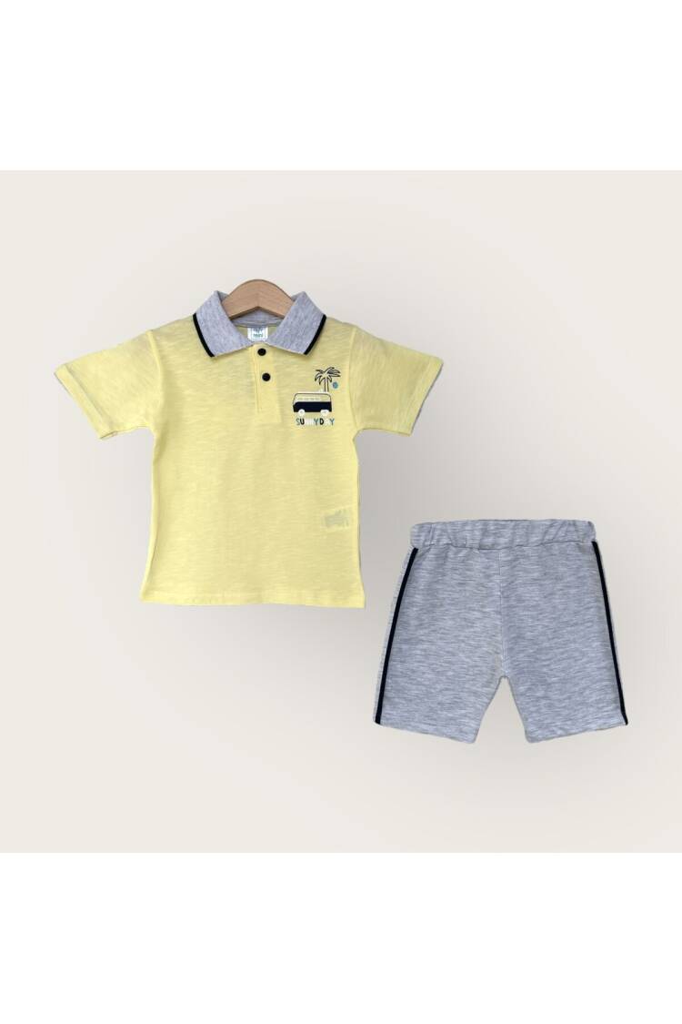Wholesale Boy 2-Piece Polo Neck T-Shirt and Shorts Set 1-4Y - Brand: Algiy Mini - Kids & Baby Clothes Wholesale - Globality Store