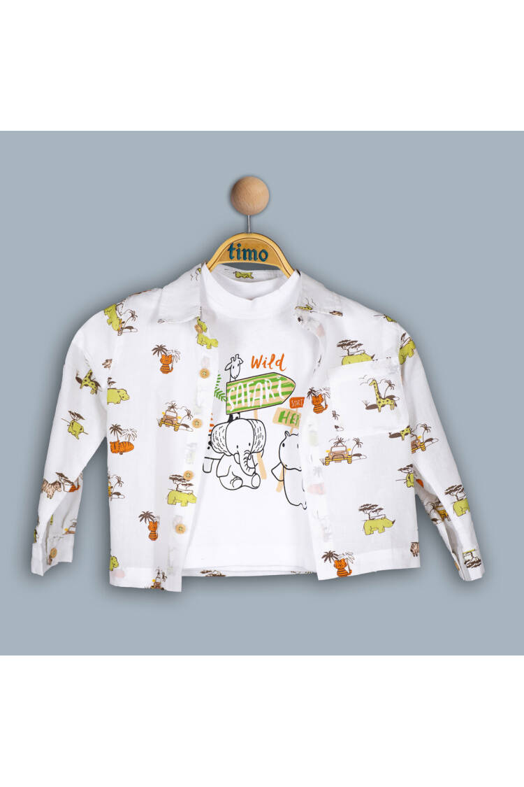 Wholesale Boy 2 Pieces Animal Patterned Shirt Set Suit 2-5Y - Brand: Timo - Kids & Baby Clothes Wholesale - Globality Store