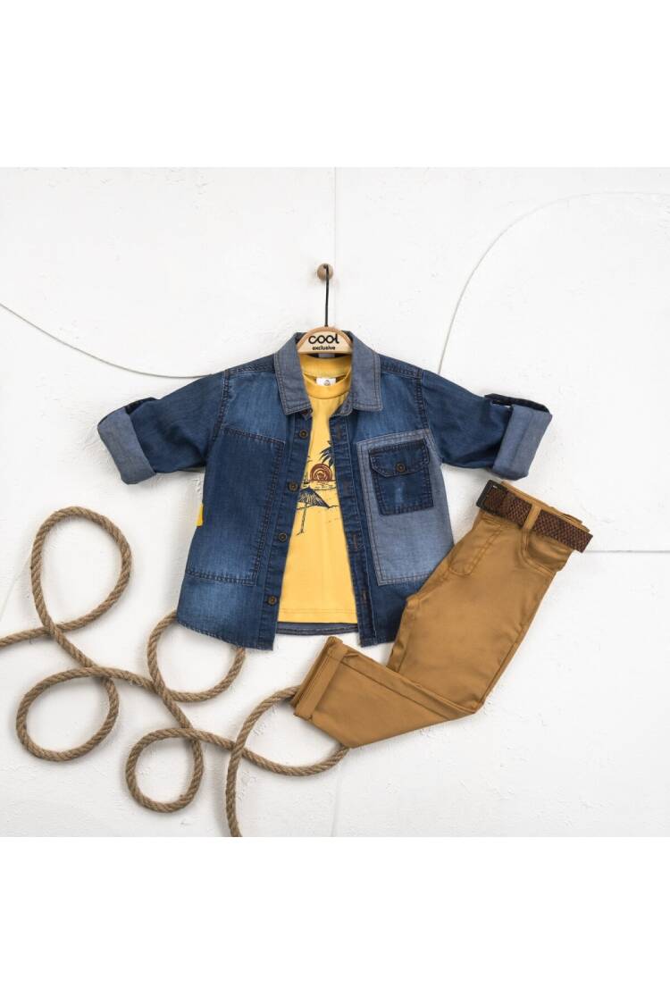 Wholesale Boy 3 Pieces Jeans Shirt T-shirt Trousers Set Suit 5-8Y - Brand: Cool Exclusive - Kids & Baby Clothes Wholesale - Globality Store