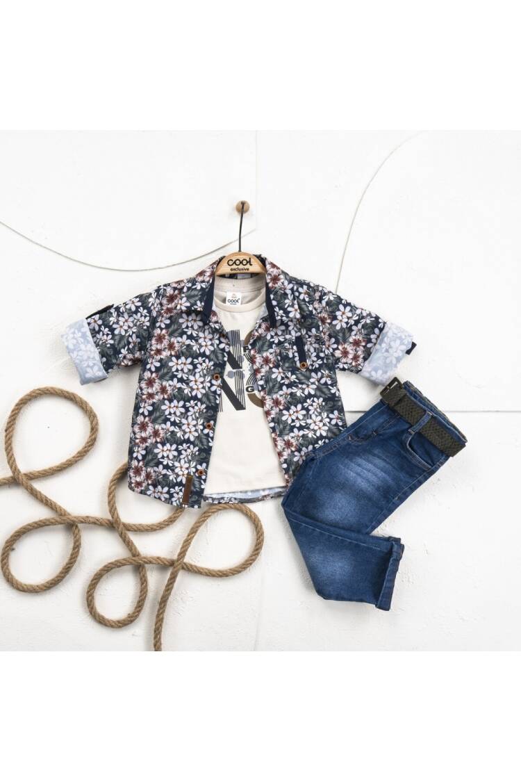 Wholesale Boy 3 Pieces Shirt T-shirt Trousers Set Suit 5-8Y - Brand: Cool Exclusive - Kids & Baby Clothes Wholesale - Globality Store