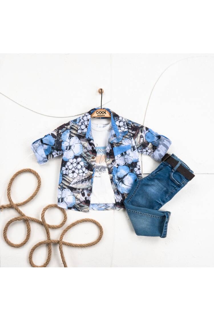 Wholesale Boy 3 Pieces Shirt Trousers T-shirt Set Suit 5-8Y - Brand: Cool Exclusive - Kids & Baby Clothes Wholesale - Globality Store
