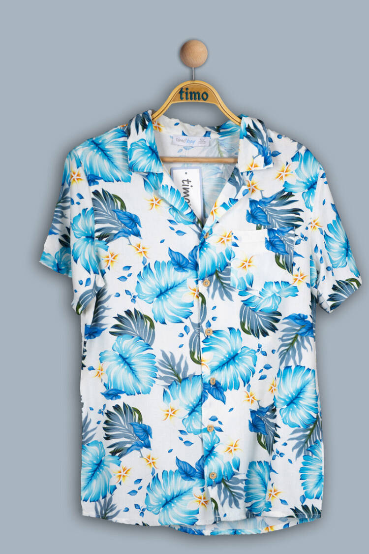 Wholesale Boy Palm Patterned Shirt 6-9Y - Brand: Timo - Kids & Baby Clothes Wholesale - Globality Store
