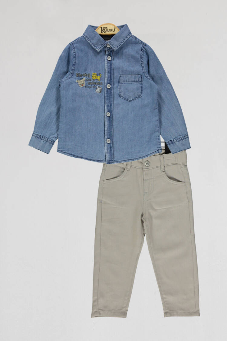 Wholesale Boys 2-Piece Denim Shirts and Pants Set 2-5Y - Brand: Kumru Bebe - Kids & Baby Clothes Wholesale - Globality Store