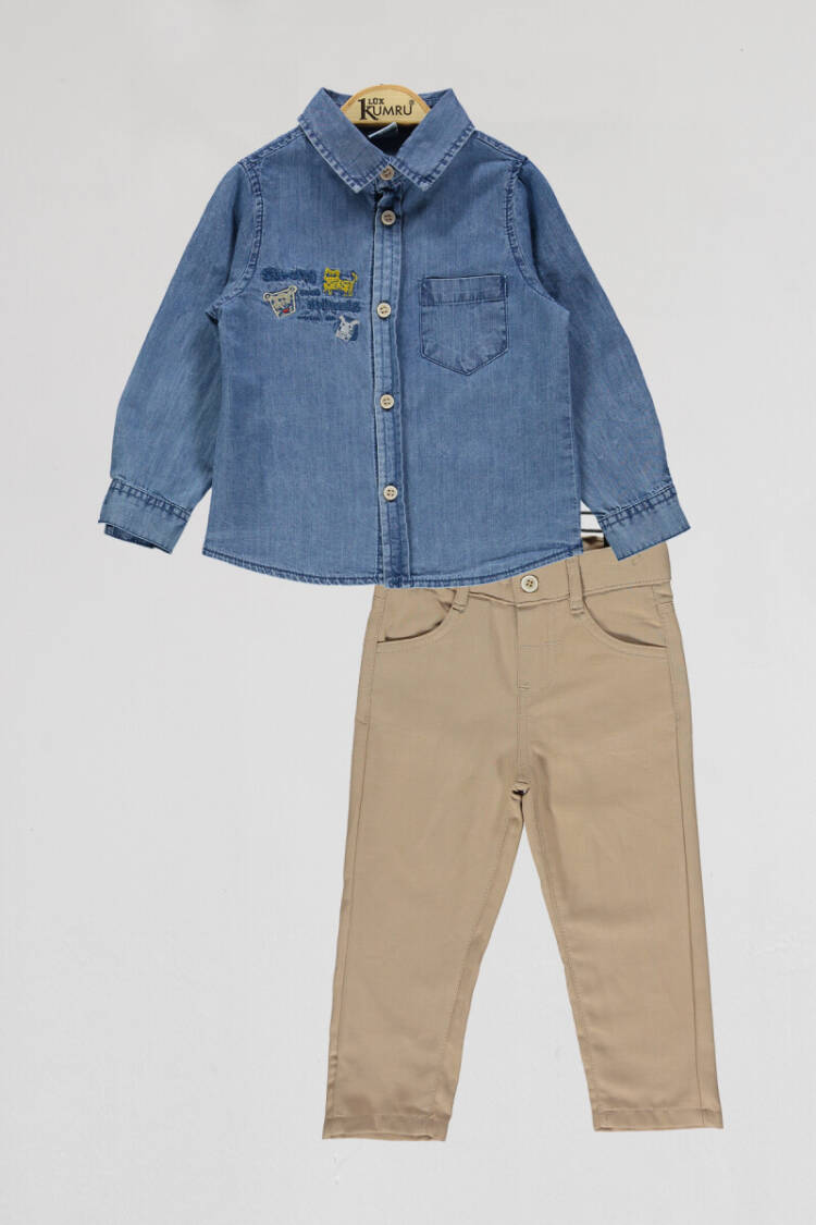 Wholesale Boys 2-Piece Denim Shirts and Pants Set 2-5Y - Brand: Kumru Bebe - Kids & Baby Clothes Wholesale - Globality Store