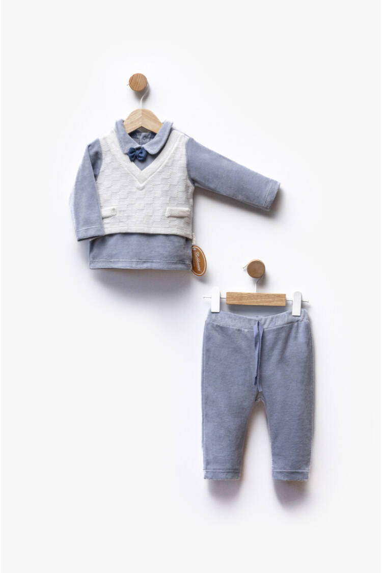 Wholesale Boys' 3-Piece Cardigan Shirt and trousers Set 3-12M - Brand: Bebbemini - Kids & Baby Clothes Wholesale - Globality Store