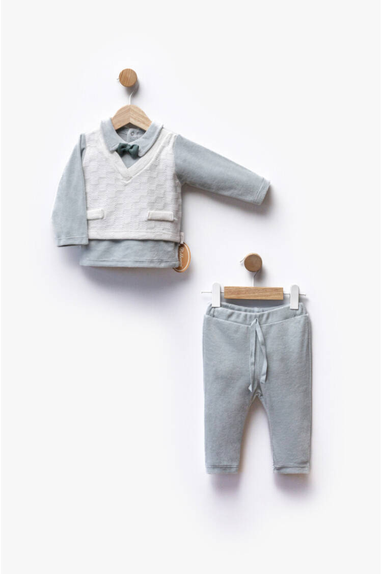 Wholesale Boys' 3-Piece Cardigan Shirt and trousers Set 3-12M - Brand: Bebbemini - Kids & Baby Clothes Wholesale - Globality Store