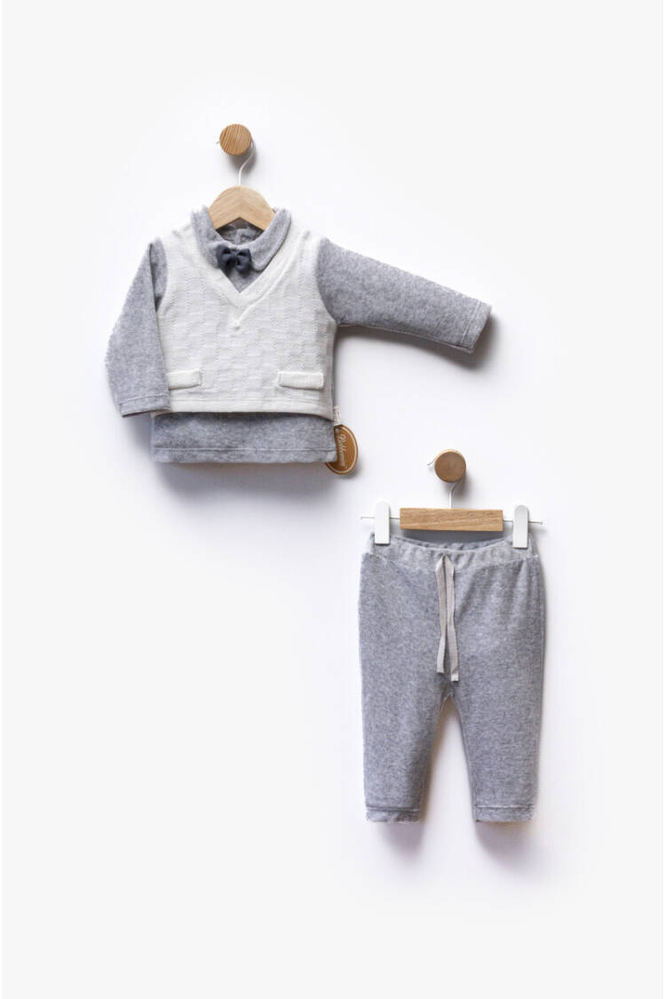 Wholesale Boys' 3-Piece Cardigan Shirt and trousers Set 3-12M - Brand: Bebbemini - Kids & Baby Clothes Wholesale - Globality Store