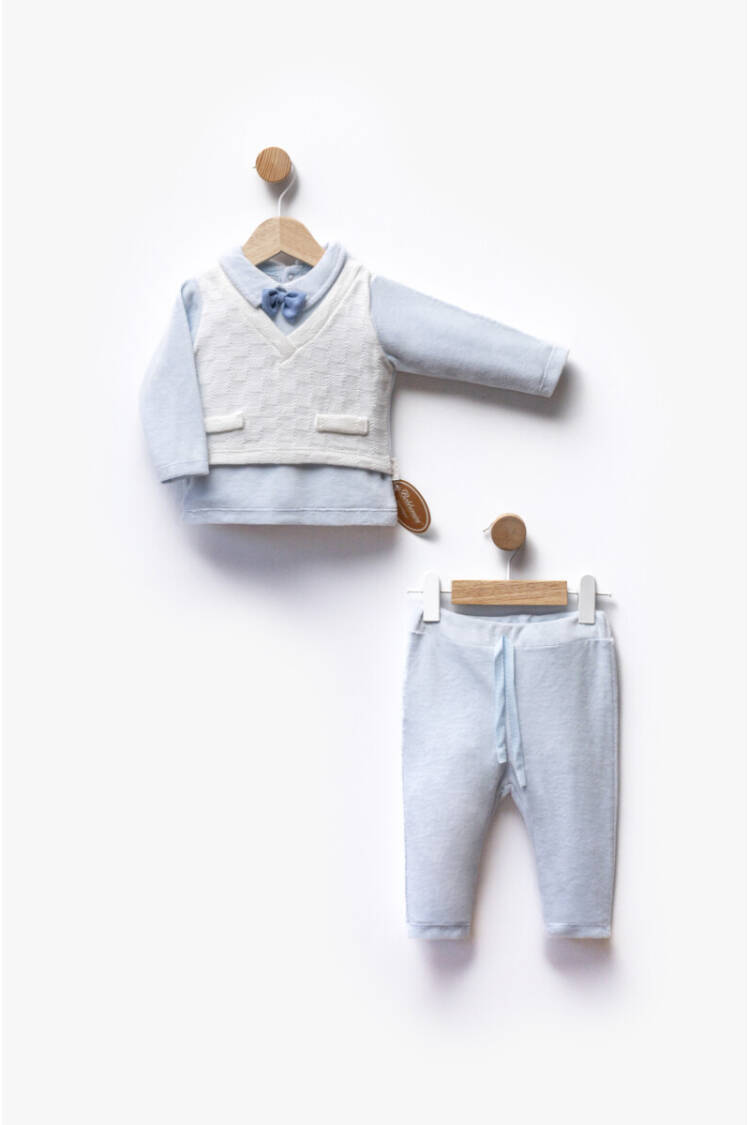 Wholesale Boys' 3-Piece Cardigan Shirt and trousers Set 3-12M - Brand: Bebbemini - Kids & Baby Clothes Wholesale - Globality Store