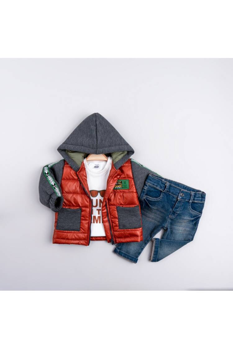 Wholesale Boys' 3-Piece Coat Sweat and Jeans Trousers Set 6-24M 2035-2043 - Brand: Bubbly - Kids & Baby Clothes Wholesale - Globality Store