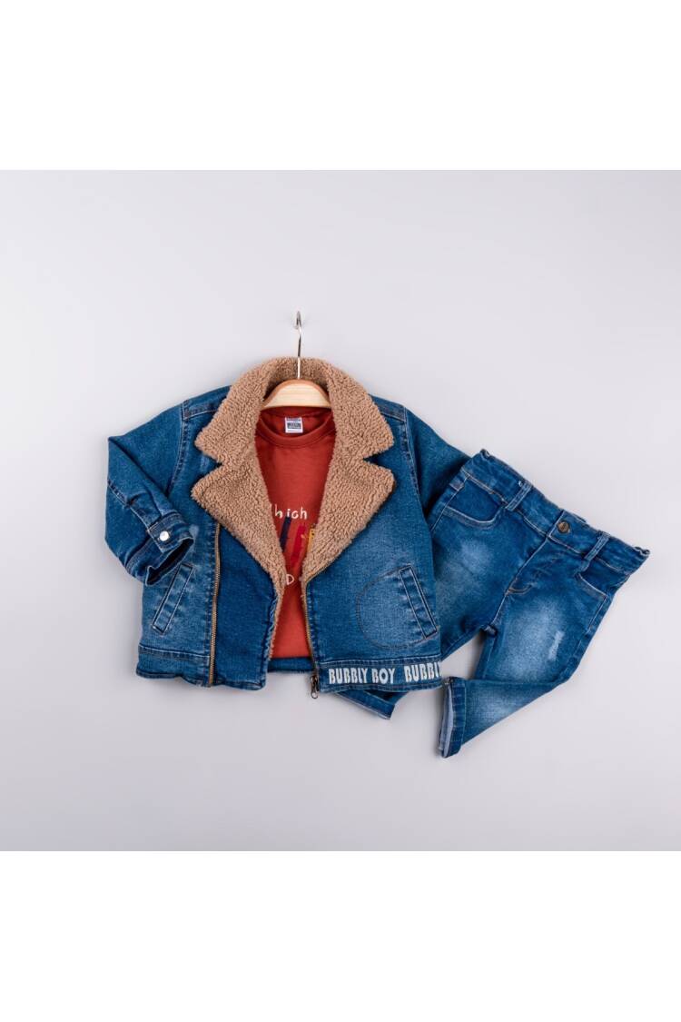 Wholesale Boys' 3-Piece Jacket Sweat and jeans Trousers Set 6-24M - Brand: Bubbly - Kids & Baby Clothes Wholesale - Globality Store