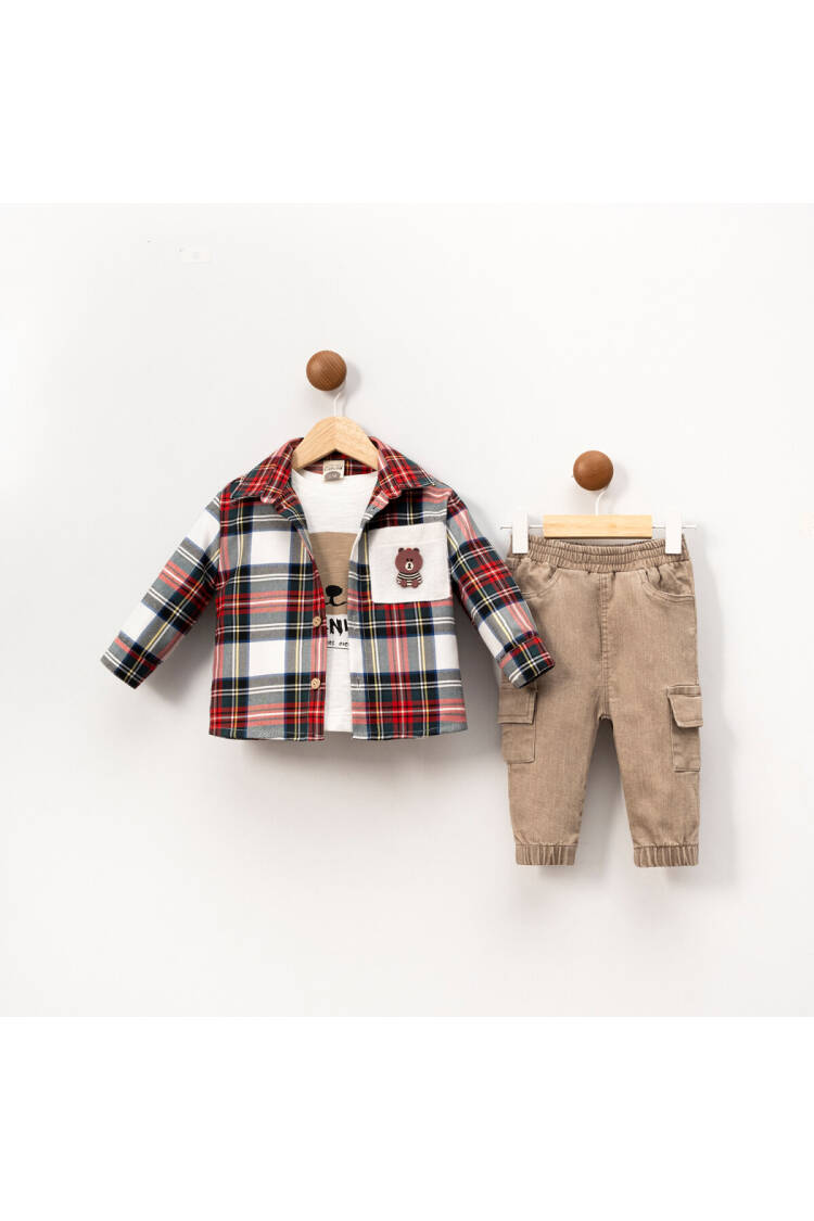 Wholesale Boys' 3-Piece Shirt Trousers and Sweat Set 9-24M - Brand: Cumino - Kids & Baby Clothes Wholesale - Globality Store