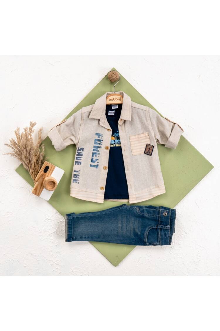 Wholesale Boys 3-Pieces Shirt, Tshirt and Denim Pants Set 6-24M - Brand: Bubbly - Kids & Baby Clothes Wholesale - Globality Store