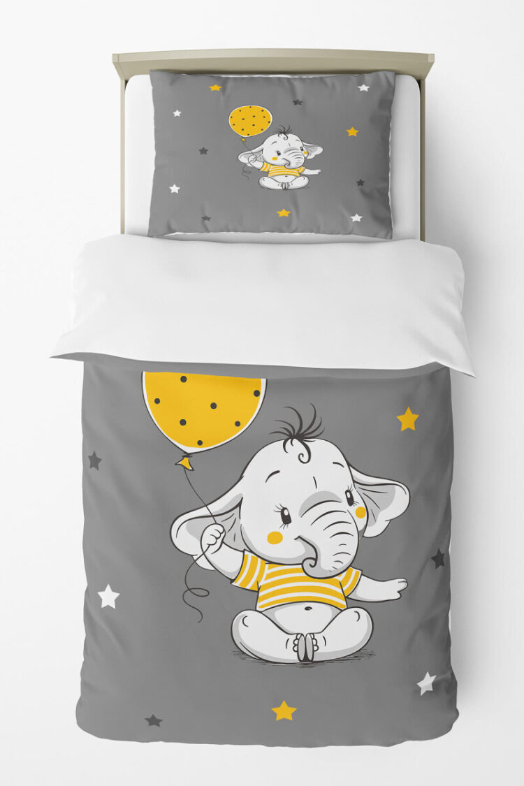 Wholesale Boys' Balloon and Elephant Patterned Duvet Cover Set 160*220cm