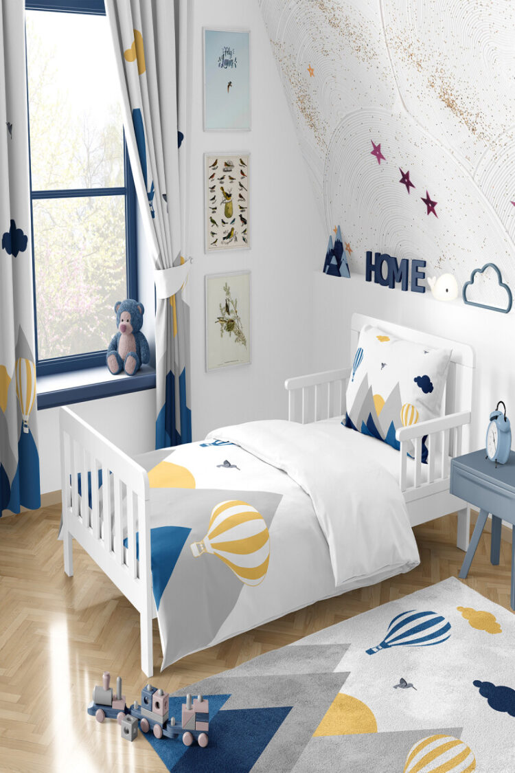 Wholesale Boys' Bird and Mountain Patterned Duvet Cover Set 160*220cm - Brand: Talia Home - Kids & Baby Clothes Wholesale - Globality Store