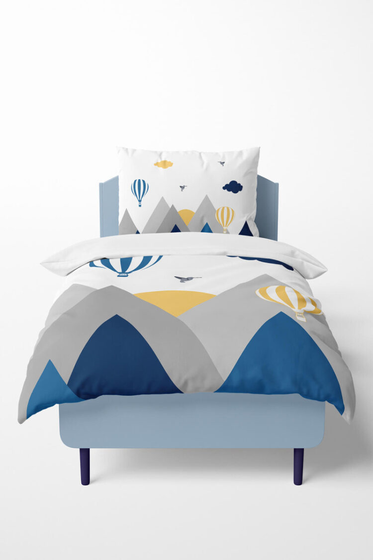 Wholesale Boys' Bird and Mountain Patterned Duvet Cover Set 160*220cm