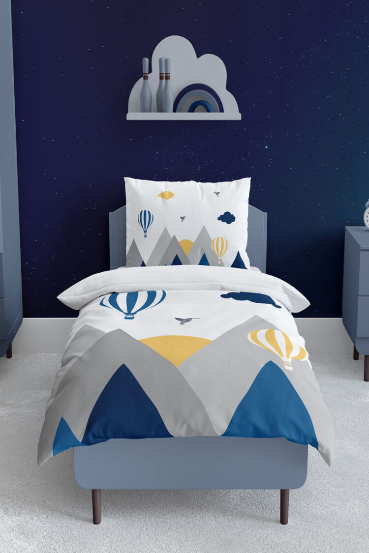 Wholesale Boys' Bird and Mountain Patterned Duvet Cover Set 160*220cm