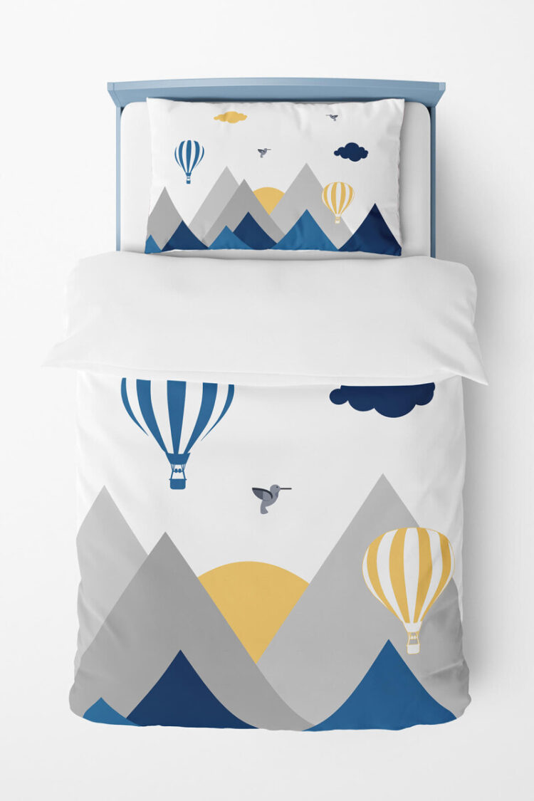 Wholesale Boys' Bird and Mountain Patterned Duvet Cover Set 160*220cm