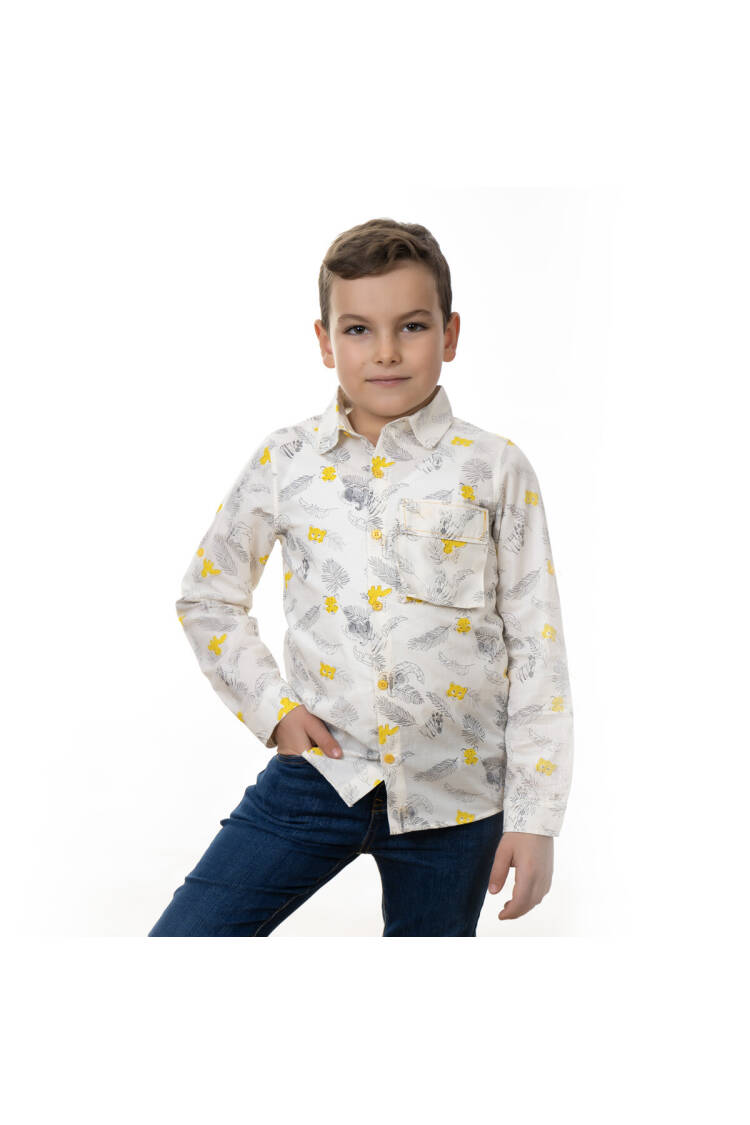 Wholesale Boys' Printed Long Sleeve Shirt 6-9Y - Brand: Timo - Kids & Baby Clothes Wholesale - Globality Store
