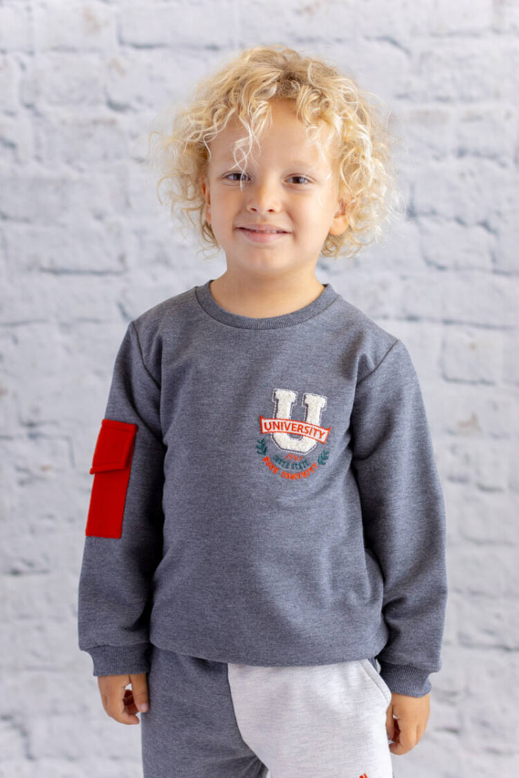 Wholesale Boy's Sweatshirt with Pocket Detail 5-8Y - Brand: Mininio - Kids & Baby Clothes Wholesale - Globality Store