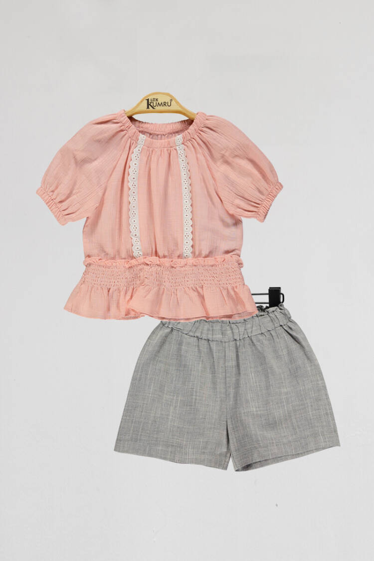 Wholesale Girls 2-Piece Blouse and Shorts Set 2-5Y - Brand: Kumru Bebe - Kids & Baby Clothes Wholesale - Globality Store