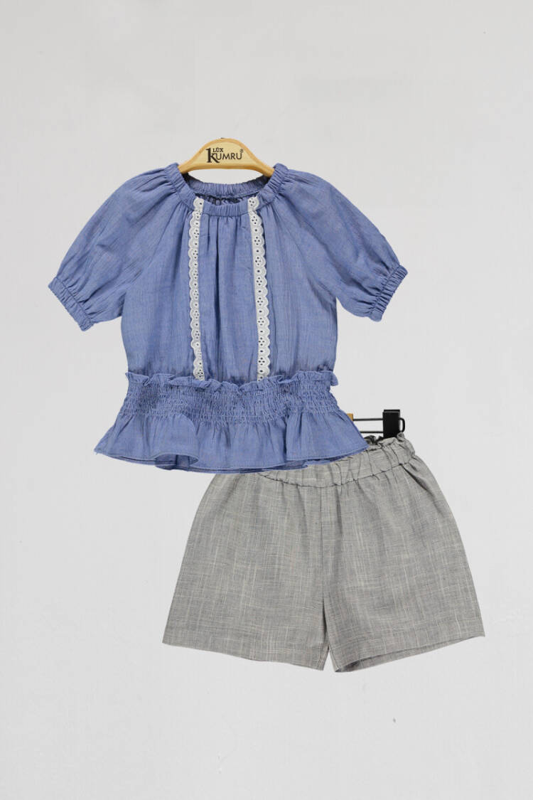 Wholesale Girls 2-Piece Blouse and Shorts Set 2-5Y - Brand: Kumru Bebe - Kids & Baby Clothes Wholesale - Globality Store