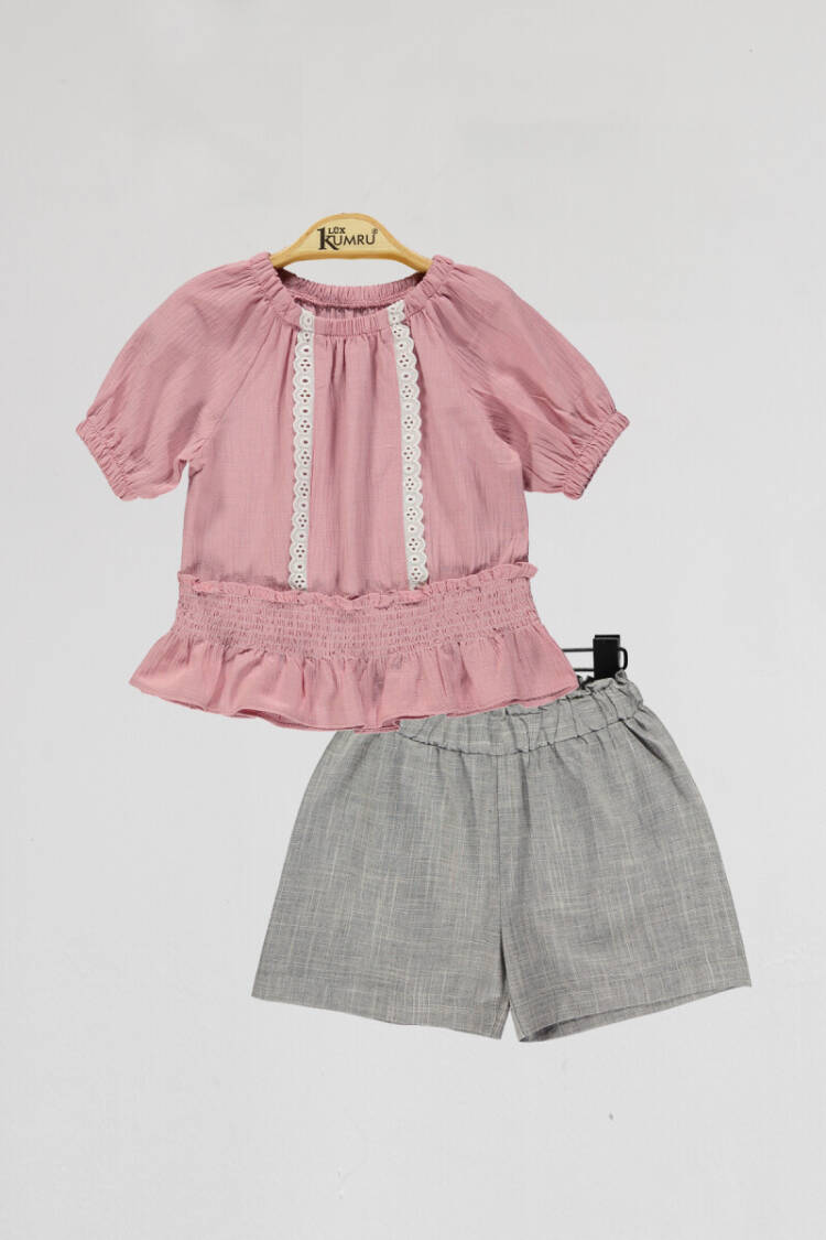 Wholesale Girls 2-Piece Blouse and Shorts Set 2-5Y - Brand: Kumru Bebe - Kids & Baby Clothes Wholesale - Globality Store