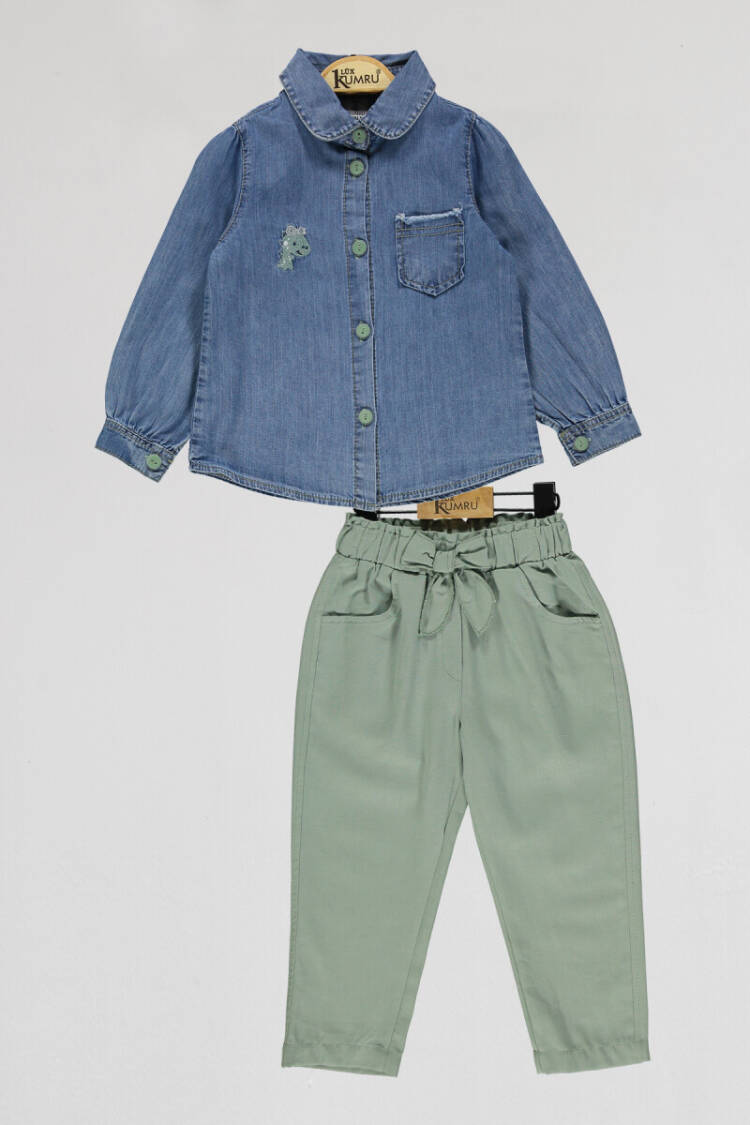 Wholesale Girls 2-Piece Denim Shirt and Pants Set 2-5Y - Brand: Kumru Bebe - Kids & Baby Clothes Wholesale - Globality Store