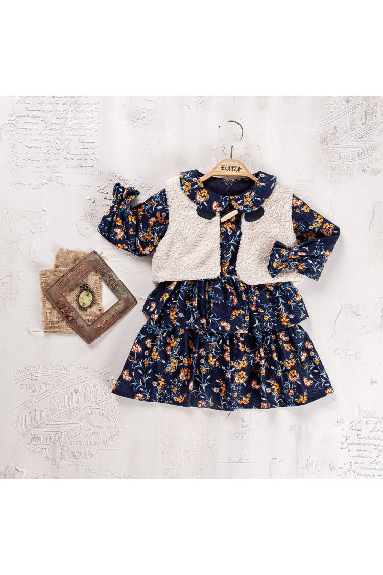 Wholesale Girl's 2-Piece Dress and Vest Set 2-5 Yaş - Brand: Elayza - Kids & Baby Clothes Wholesale - Globality Store