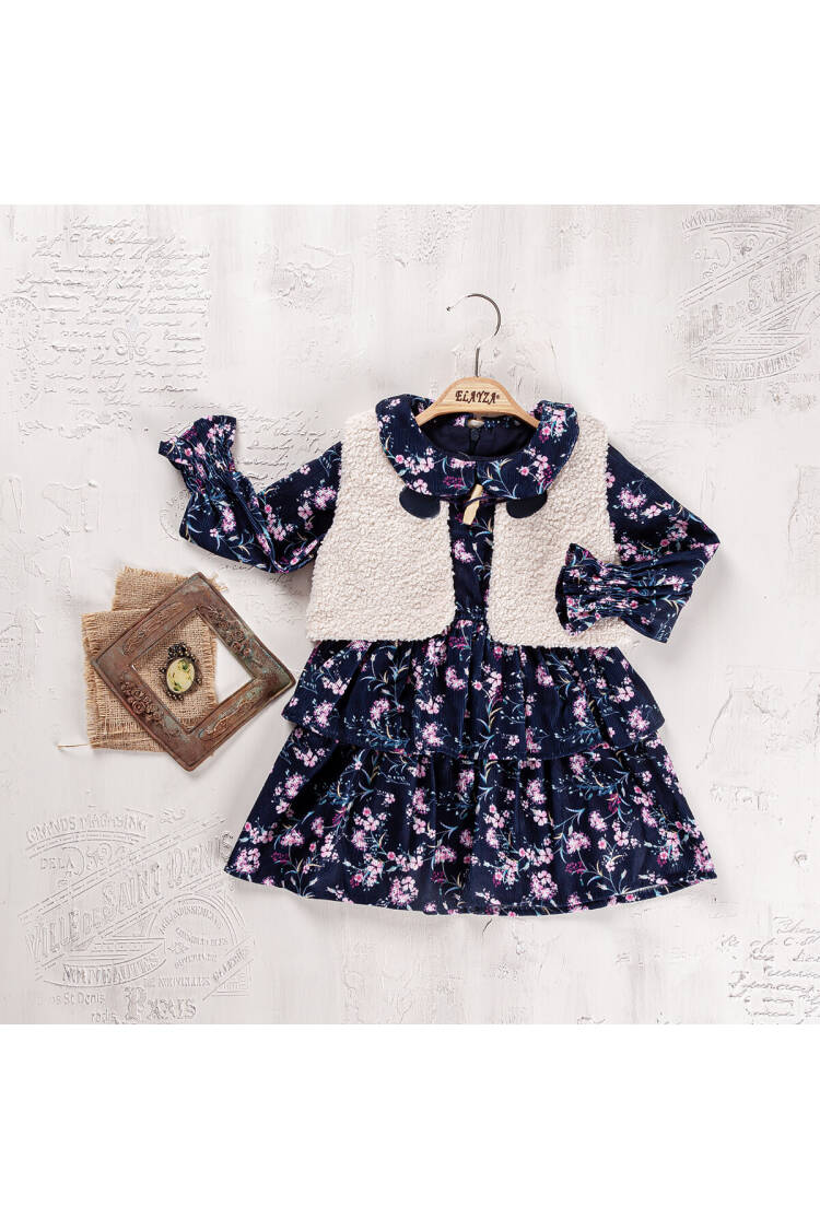 Wholesale Girl's 2-Piece Dress and Vest Set 2-5 Yaş - Brand: Elayza - Kids & Baby Clothes Wholesale - Globality Store