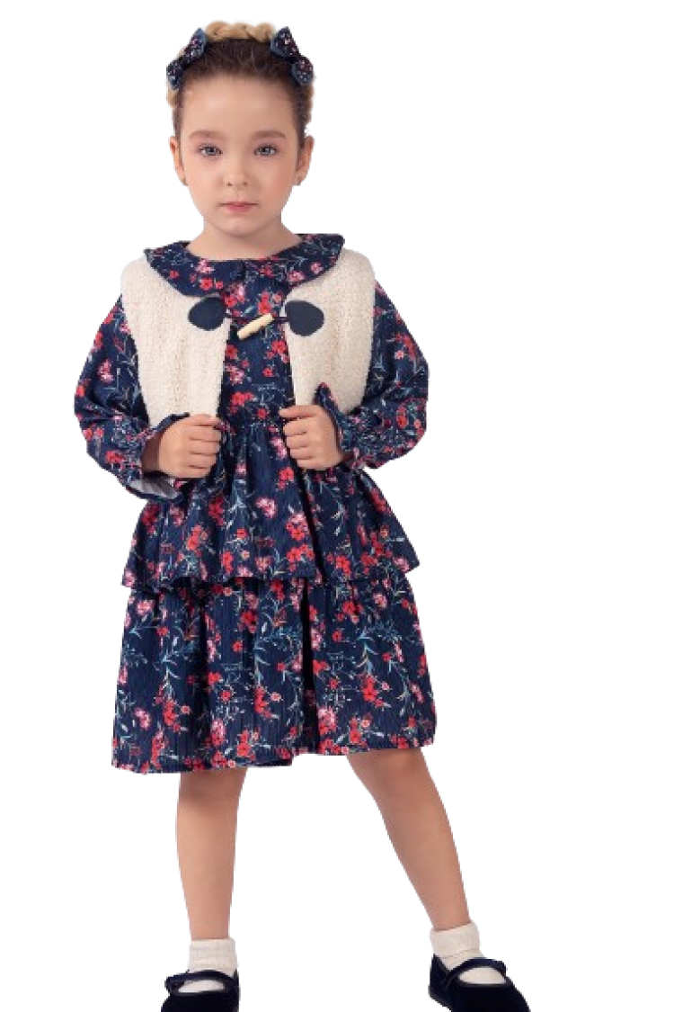 Wholesale Girl's 2-Piece Dress and Vest Set 2-5 Yaş - Brand: Elayza - Kids & Baby Clothes Wholesale - Globality Store