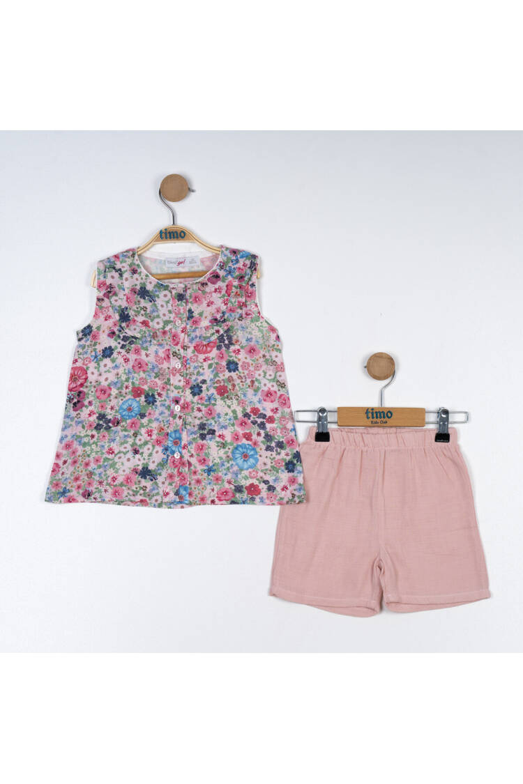 Wholesale Girl's 2-Piece Floral Pattern Blouse and Shorts Set 2-5Y - Brand: Timo - Kids & Baby Clothes Wholesale - Globality Store