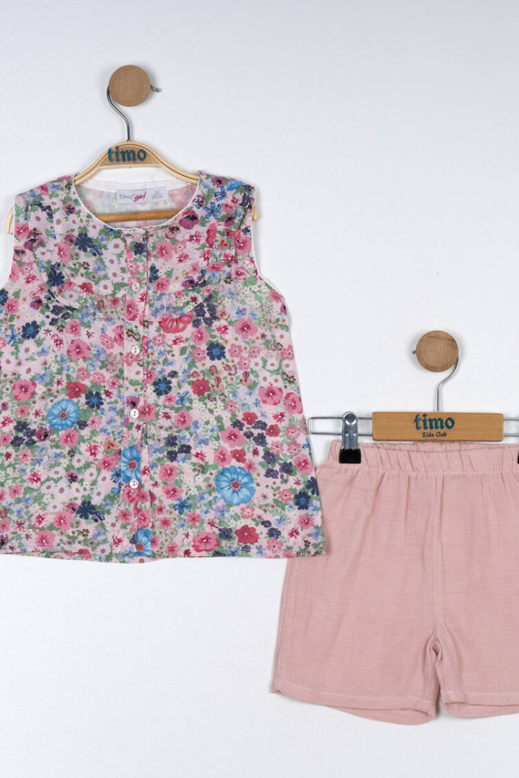 Wholesale Girl's 2-Piece Floral Pattern Blouse and Shorts Set 6-24M - Brand: Timo - Kids & Baby Clothes Wholesale - Globality Store