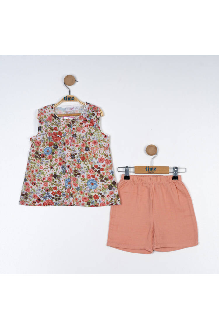 Wholesale Girl's 2-Piece Floral Pattern Blouse and Shorts Set 6-24M - Brand: Timo - Kids & Baby Clothes Wholesale - Globality Store