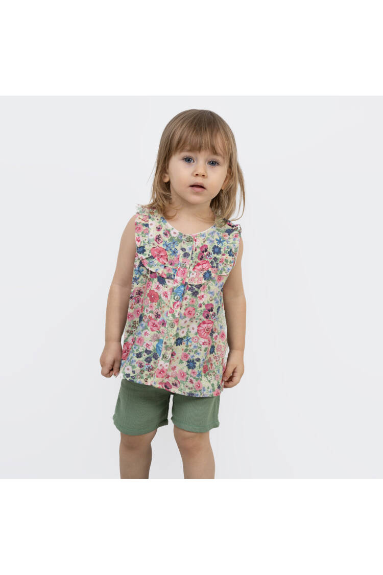 Wholesale Girl's 2-Piece Floral Pattern Blouse and Shorts Set 6-24M - Brand: Timo - Kids & Baby Clothes Wholesale - Globality Store