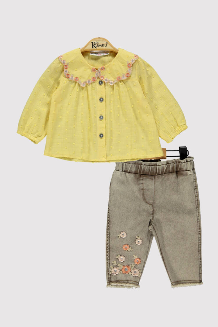 Wholesale Girl's 2 Piece Shirt and Trousers Set 6-18M - Brand: Kumru Bebe - Kids & Baby Clothes Wholesale - Globality Store