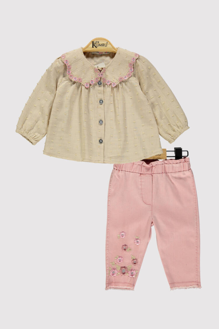 Wholesale Girl's 2 Piece Shirt and Trousers Set 6-18M - Brand: Kumru Bebe - Kids & Baby Clothes Wholesale - Globality Store