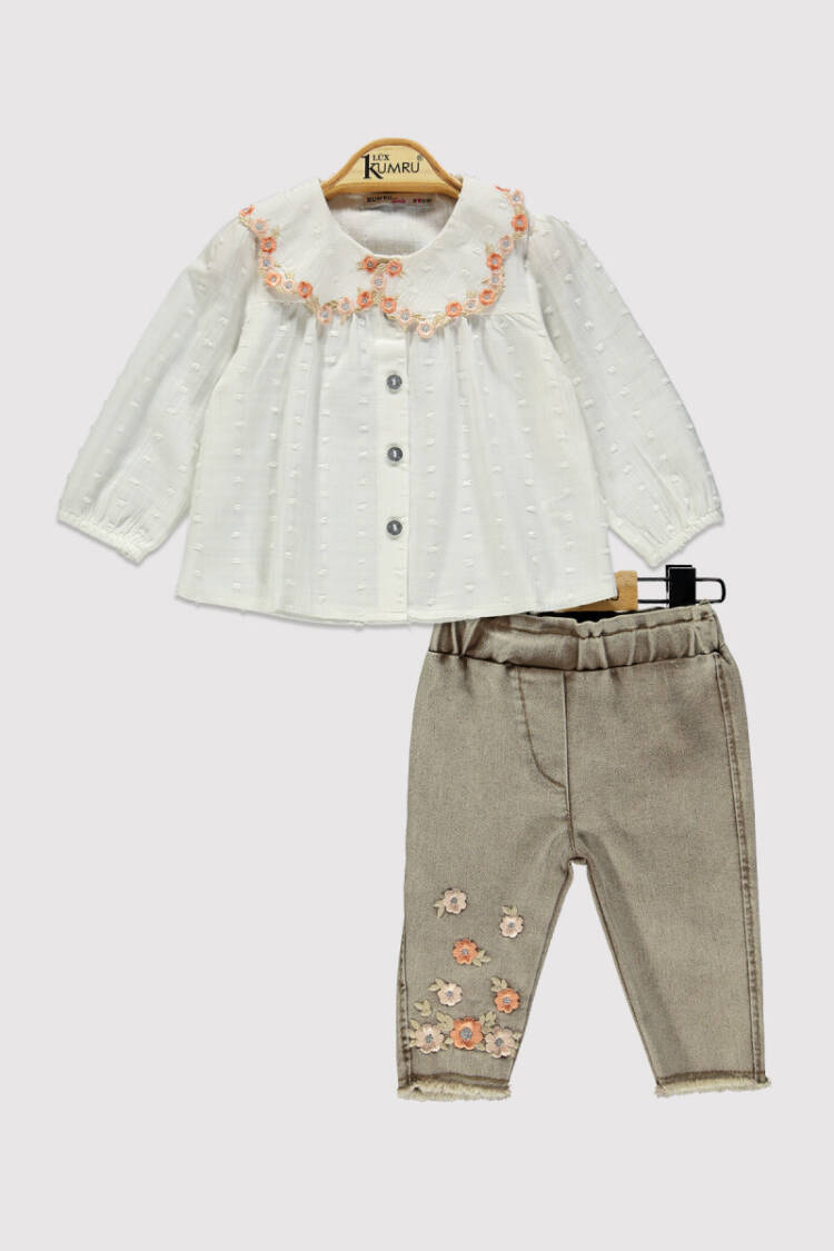 Wholesale Girl's 2 Piece Shirt and Trousers Set 6-18M - Brand: Kumru Bebe - Kids & Baby Clothes Wholesale - Globality Store