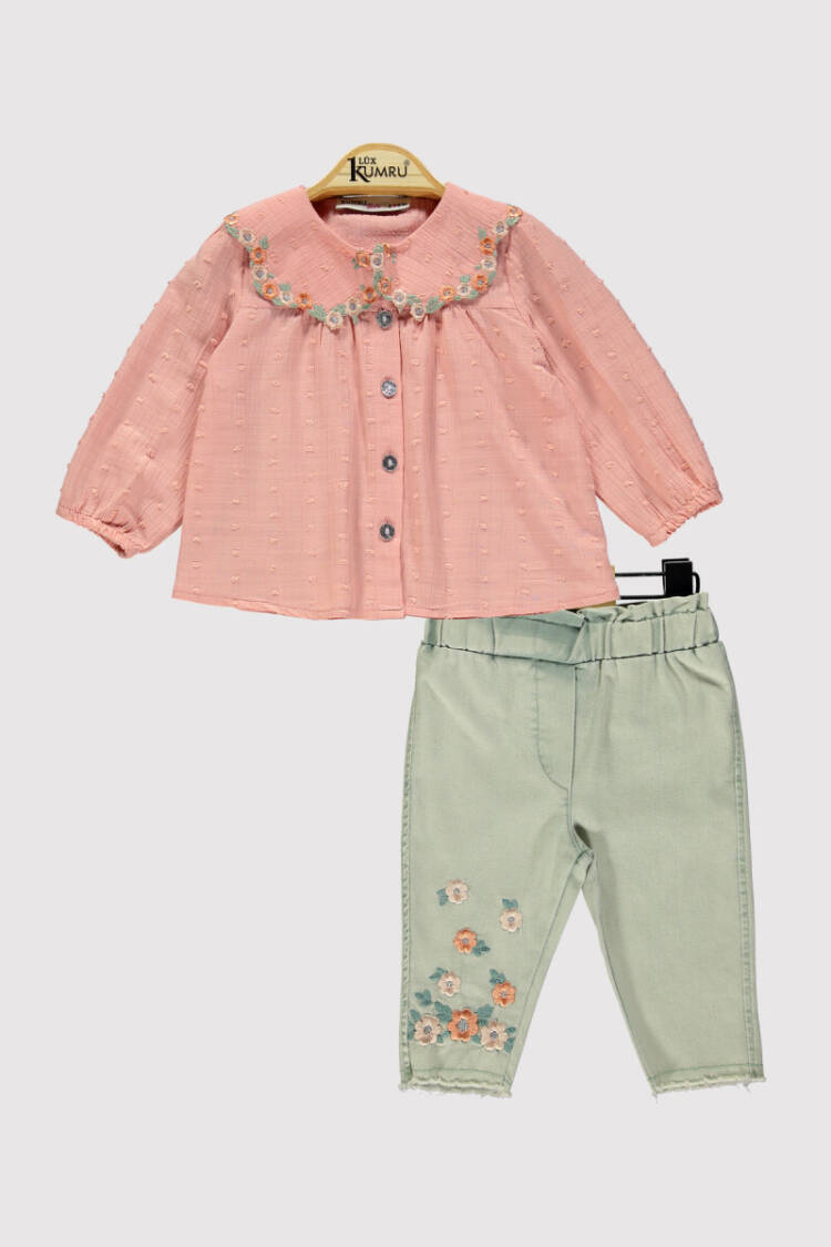 Wholesale Girl's 2 Piece Shirt and Trousers Set 6-18M - Brand: Kumru Bebe - Kids & Baby Clothes Wholesale - Globality Store