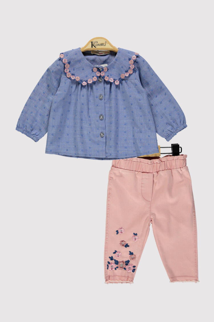 Wholesale Girl's 2 Piece Shirt and Trousers Set 6-18M - Brand: Kumru Bebe - Kids & Baby Clothes Wholesale - Globality Store