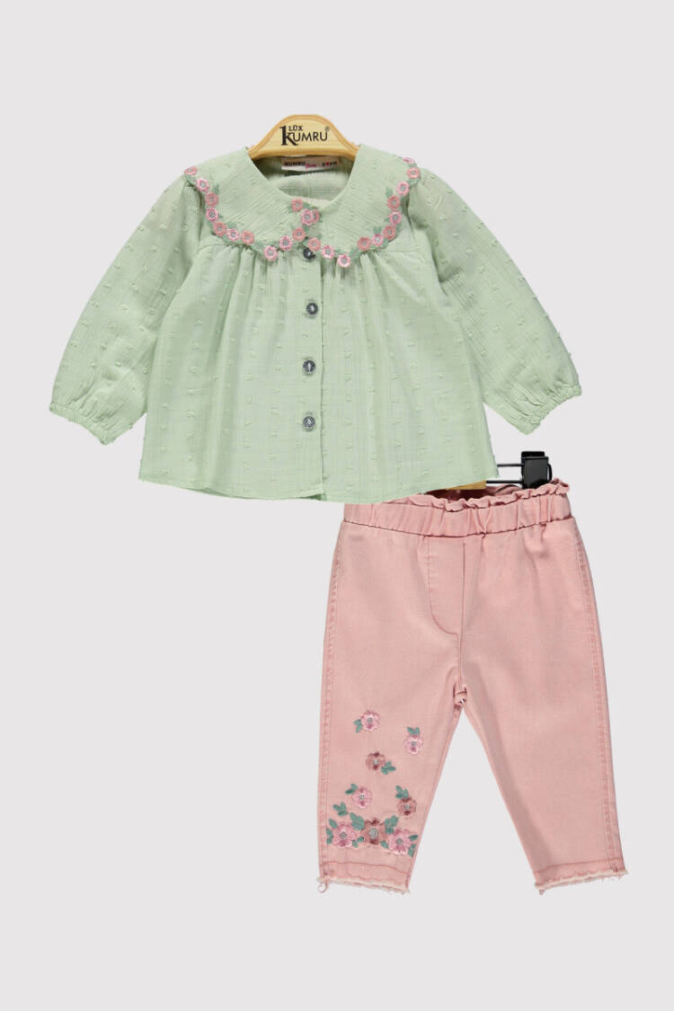 Wholesale Girl's 2 Piece Shirt and Trousers Set 6-18M - Brand: Kumru Bebe - Kids & Baby Clothes Wholesale - Globality Store