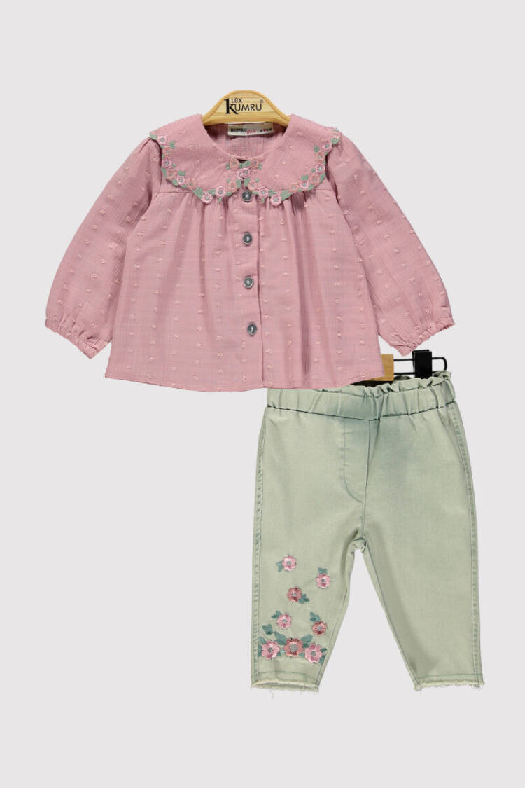 Wholesale Girl's 2 Piece Shirt and Trousers Set 6-18M - Brand: Kumru Bebe - Kids & Baby Clothes Wholesale - Globality Store