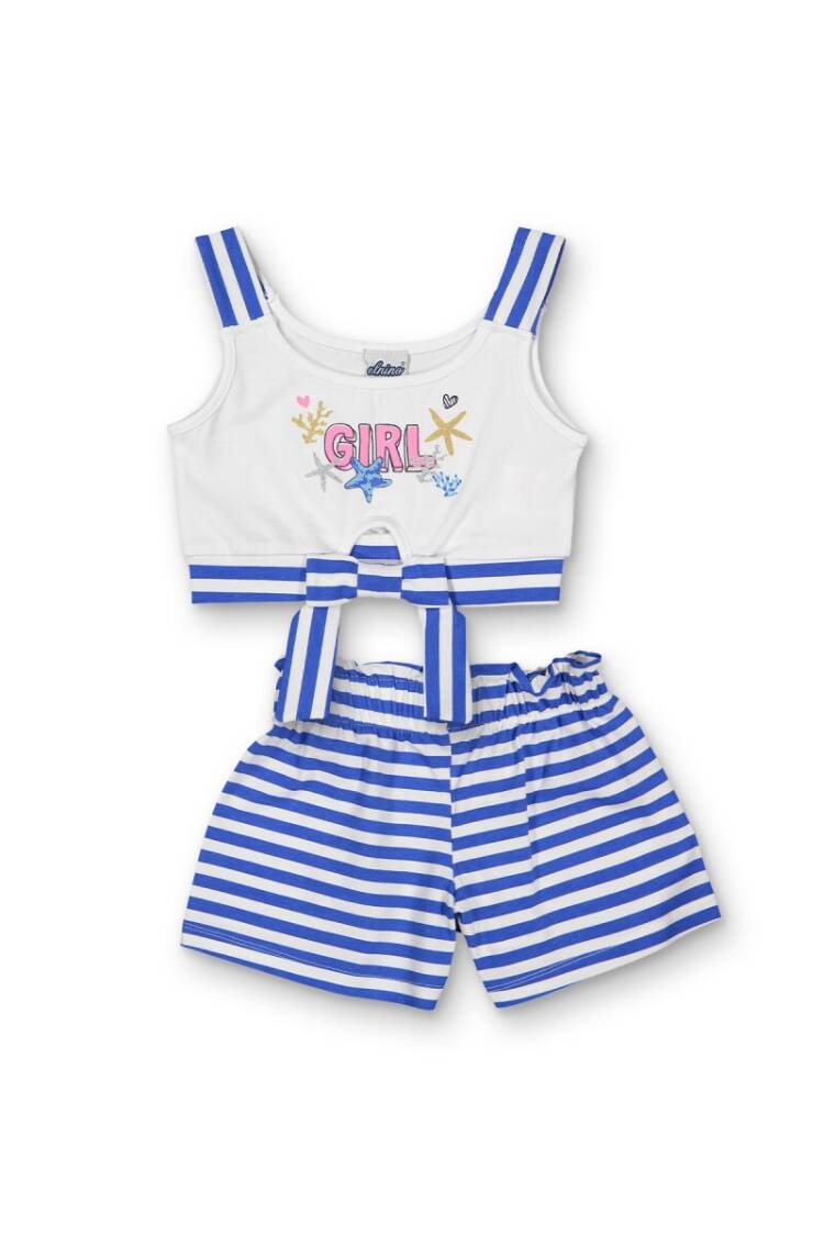 Wholesale Girls 2-Piece Striped Blouse and Shorts set 3-6Y - Brand: Elnino - Kids & Baby Clothes Wholesale - Globality Store