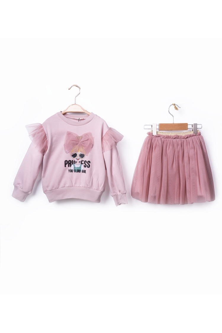 Wholesale Girls 2-Piece Sweatshirt and Skirt Set 3-6Y - Brand: Büşra Bebe - Kids & Baby Clothes Wholesale - Globality Store