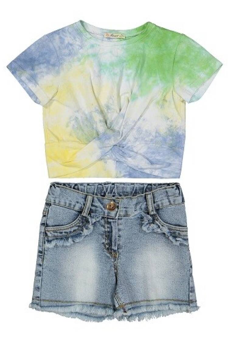 Wholesale Girls 2-Piece T-shirt and Denim Shorts Set 3-6Y - Brand: Büşra Bebe - Kids & Baby Clothes Wholesale - Globality Store