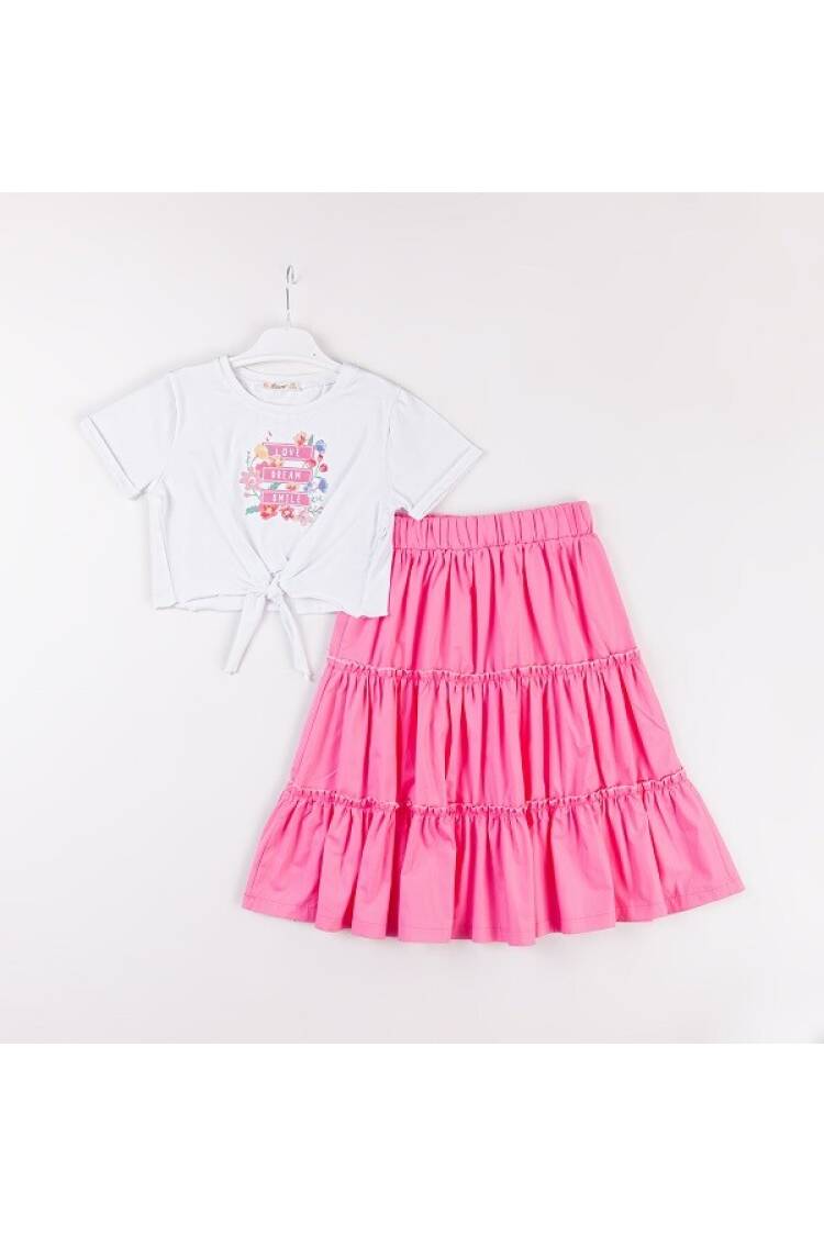 Wholesale Girls 2-Piece T-Shirt and Skirt Set 7-10Y - Brand: Büşra Bebe - Kids & Baby Clothes Wholesale - Globality Store