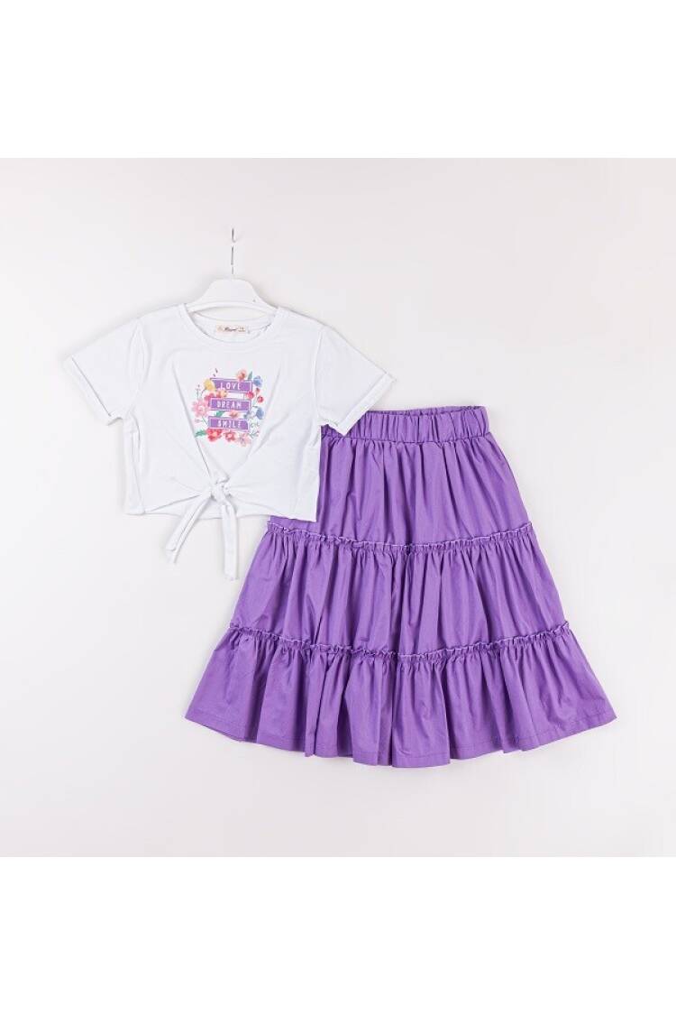 Wholesale Girls 2-Piece T-Shirt and Skirt Set 7-10Y - Brand: Büşra Bebe - Kids & Baby Clothes Wholesale - Globality Store
