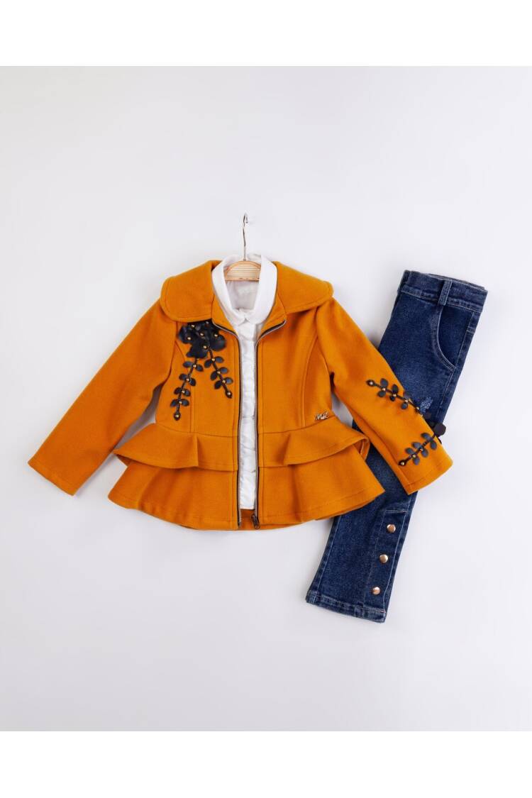 Wholesale Girl's 3-Piece Cashmere Jacket Jeans Pants and Shirt Set 2-6Y - Brand: Miss Lore - Kids & Baby Clothes Wholesale - Globality Store