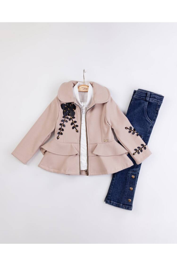 Wholesale Girl's 3-Piece Cashmere Jacket Jeans Pants and Shirt Set 2-6Y - Brand: Miss Lore - Kids & Baby Clothes Wholesale - Globality Store